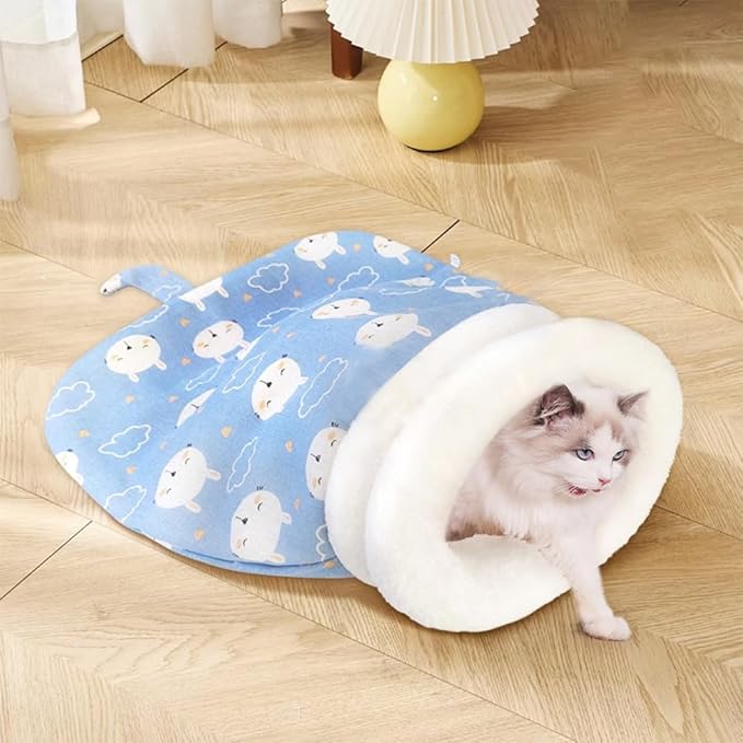 Pet Nest for Cats and Dogs, Soft Cat Dog Sleeping Bag, Warm Feline Bed, Portable Pets Nests, Soft Plush Winter Cat Cave Bed,Cat Dog Sleeping Bag for Indoor (Avocado, 18 * 22inch)
