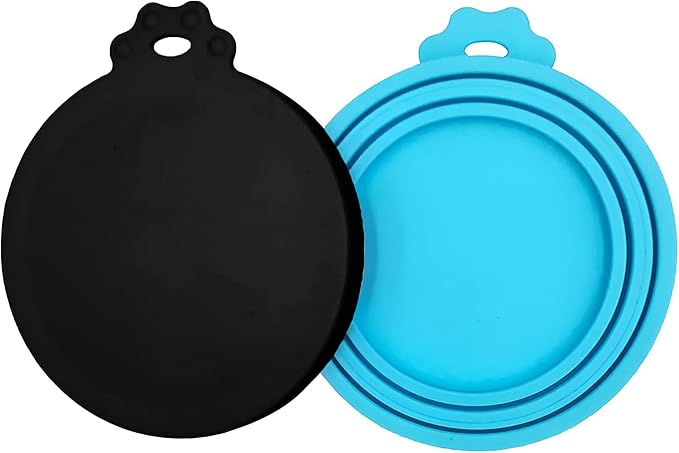 3 Pack Pet Food Can Covers, Silicone Universal Can Lids for Dog & Cat Food, BPA Free, One Fit Most Standard Size Can Lids Top Blue/Green/Black