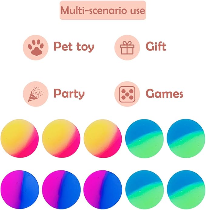 PET SHOW 20Pcs 1.2 Inch Cat Toy Bouncy Balls Interactive Kitten Bouncing Ball for Indoor Cats Pet Birthday Gift Colorful Chase Rubber Ball with High Elasticity Boys
