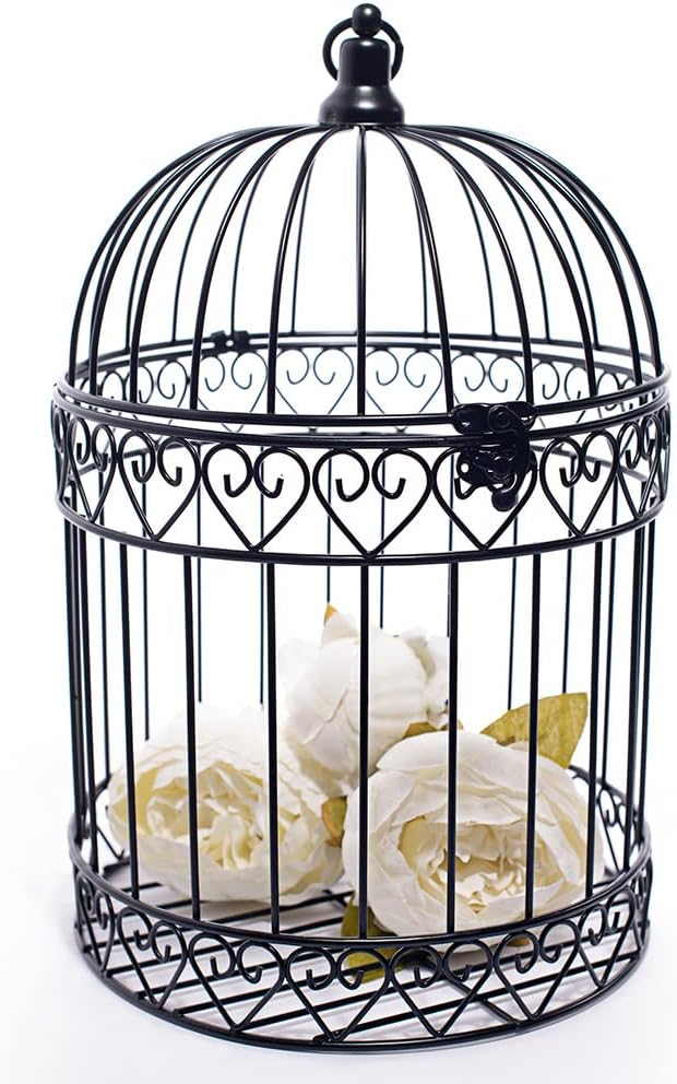 Anderson's Decorative Black Wire Birdcage Wedding Centerpiece, Table Décor, Hanging Decorations, Reusable