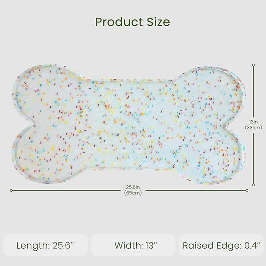 Dog Food Mat Anti-Slip Silicone Dog Bowl Mat Thicker Pet Placemat Waterproof Cat Feeder Pad with Raised Edge Puppy Kitten Feeding Mats Suitable Small Medium-Sized Dogs Cats Eating Tray