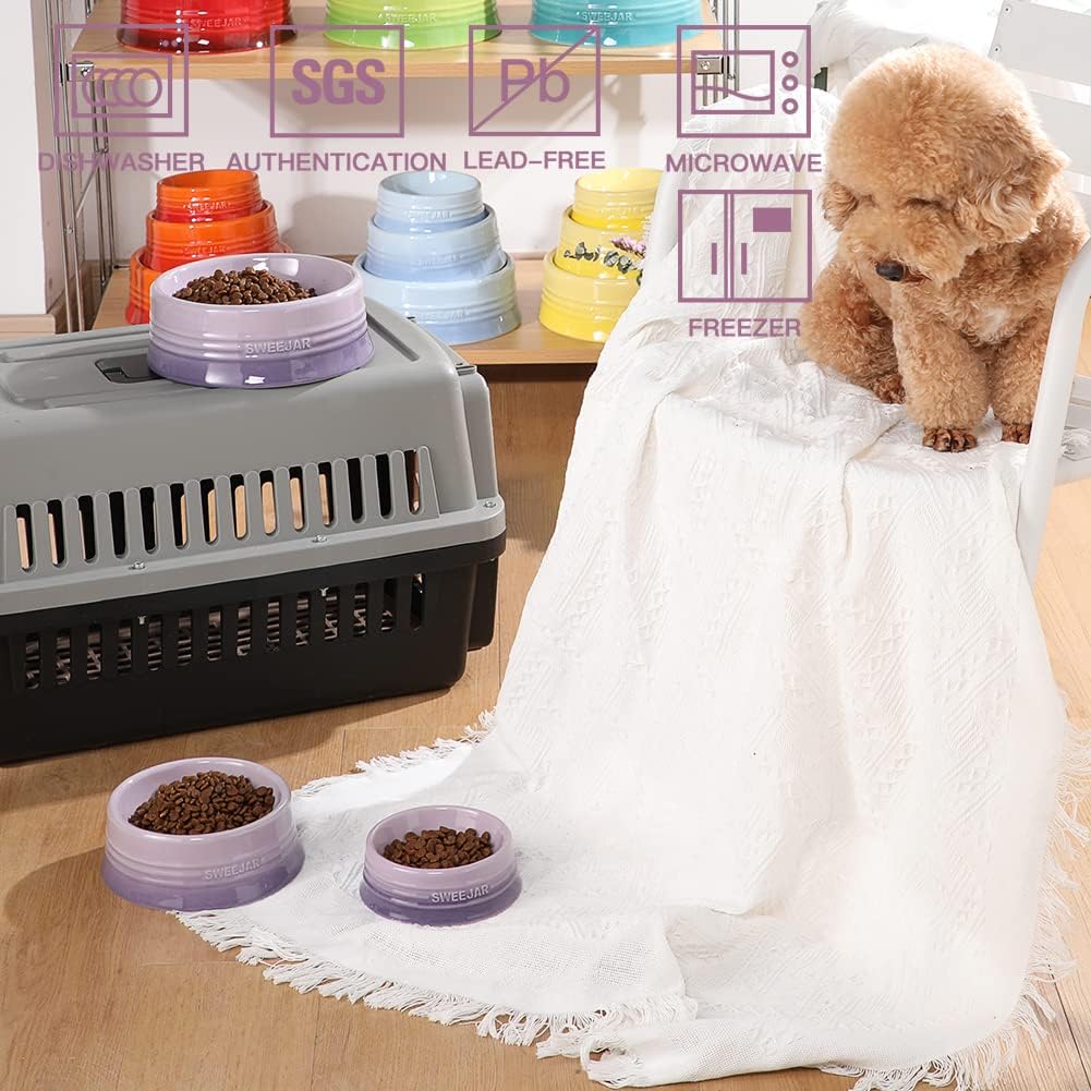 Sweejar Gradient Dog Bowl, Ceramic Dog Food Dish for Large Dogs and Large Cat, Porcelain Pet Bowl for Food and Water 32 oz (Gradient Purple)