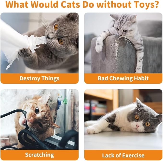 10 Pack Cat Mouse Toy With Fur, Feather, and Rattle Sounds - Interactive Catnip Mice for Chasing, Hunting, Exercising - Kitten Chewing and Teeth Cleaning Toys (Color Random)