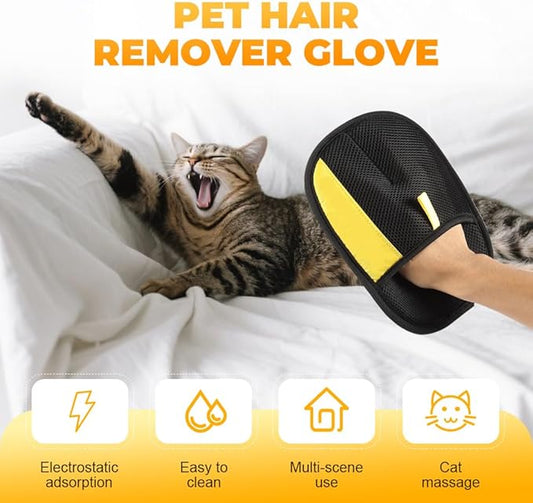 Pet Hair Removal Glove for Cats & Dogs, 2025 New Pet Hair Remover Electrostatic Gloves Pet Hair Remover Glove for Couch, Furniture, Carpet, Curtain, Washable Reusable Animal Fur Removal Tool (3PCS)