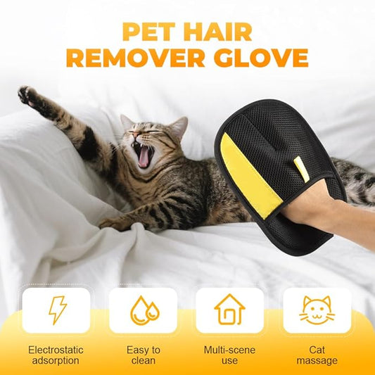 Pet Hair Remover Gloves, 2025 Upgraded Pet Grooming Gloves Hair Remover Electrostatic, Premium Efficient Hands on for Dogs, Cats & Horses (3PCS)