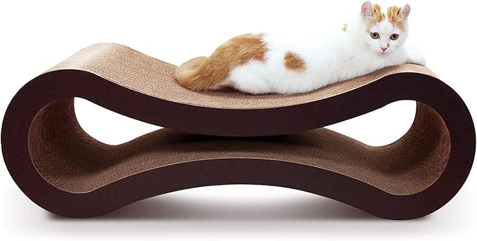 FluffyDream Cat Scratcher Cardboard, Scratching Pad House Bed Furniture Protector, Infinity Shape, Curved