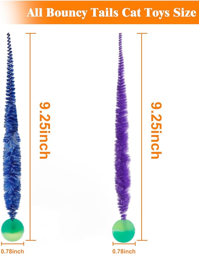 Bouncy Balls for Cats-5 Packs，Fuzzy Worm Cat Worm Toys with Fluorescent Ball，Magic Worm Bouncy Ball with Tail Cat Toy