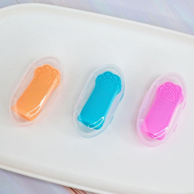 Hera Harmony Finger Toothbrush for Small Dogs, Cats & Puppies, Soft Silicone, 3 Pack