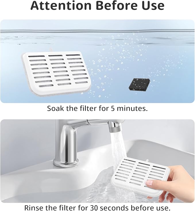 Filter Unit Rect For E VERSWEET MAX Cordless 105fl oz/3L Pet Cat Water Fountain Filter Replacement (Square-10 Filters+10 Sponges)