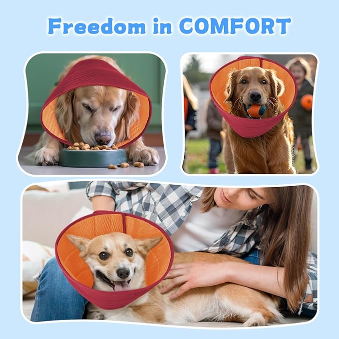 Soft Dog Cone Collar Alternative to Stop Licking, Comfy E Cones for Large Medium Dogs After Surgery, Comfortable Elizabethan Recovery Head Ecollars of Shame, XL Pet Neuter Neck Collars Anti Licking