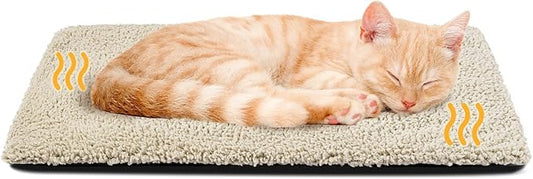 Cat Beds for Indoor Cats Self Heating Kitten Pad for Outdoor Cat House, Self Warming Pet Mat for Small Dog Crate Pad with Removable Washable Cover, Brown 24 Inches