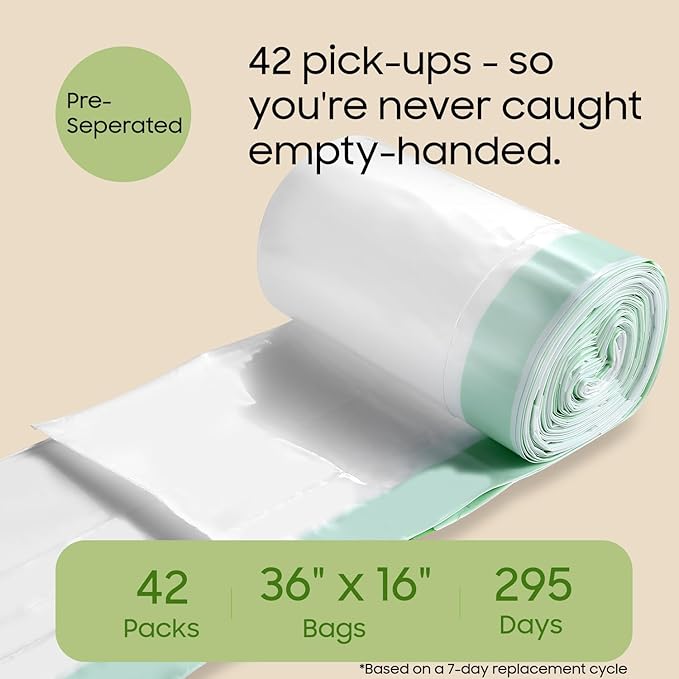 42 Count Cat Litter Box Liners, Drawstring Large/Jumbo Cat Litter Liner Bags For Litter Box, Kitty Litter Liner Heavy Duty Pre-Separated 36" x 16"