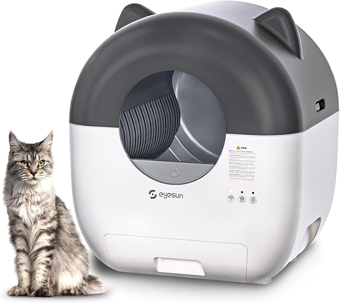 Self Cleaning Litter Box,76L Automatic Cat Litter Box Self Cleaning with APP Control,Low Noise,Safety Protection,Roll Garbage Bags,Deodorizer and Cleaning Brush for Multiple Cats