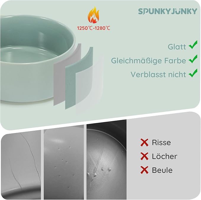 SPUNKYJUNKY 60 OZ Ceramic Dog and Cat Bowl, Modern Cute Weighted Food Water Bowl for Replacement Morandi Green (1 Pack)