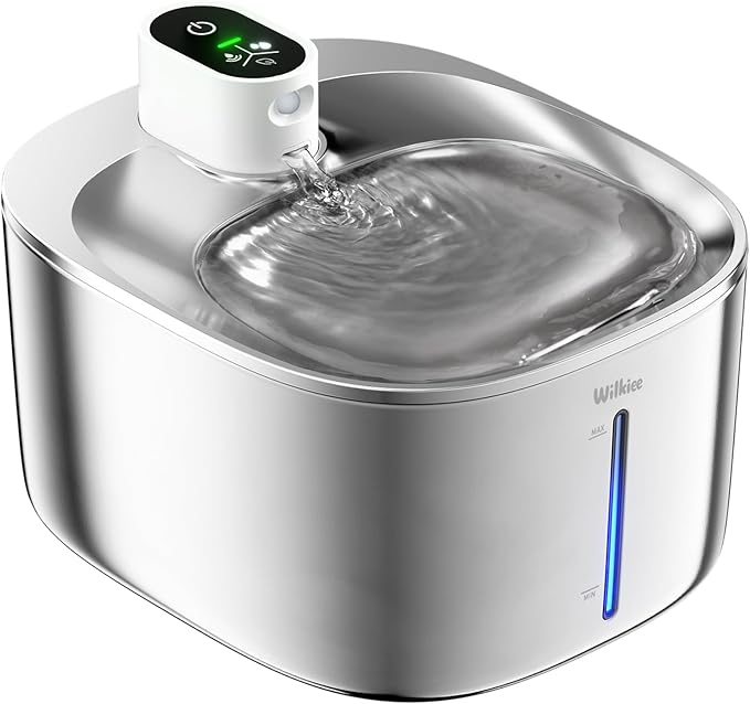Cat Water Fountain Stainless Steel, 138fl.oz / 4.1L Wireless Cat Fountain, Pet Water Fountain Cordless for Cats & Dogs Indoor
