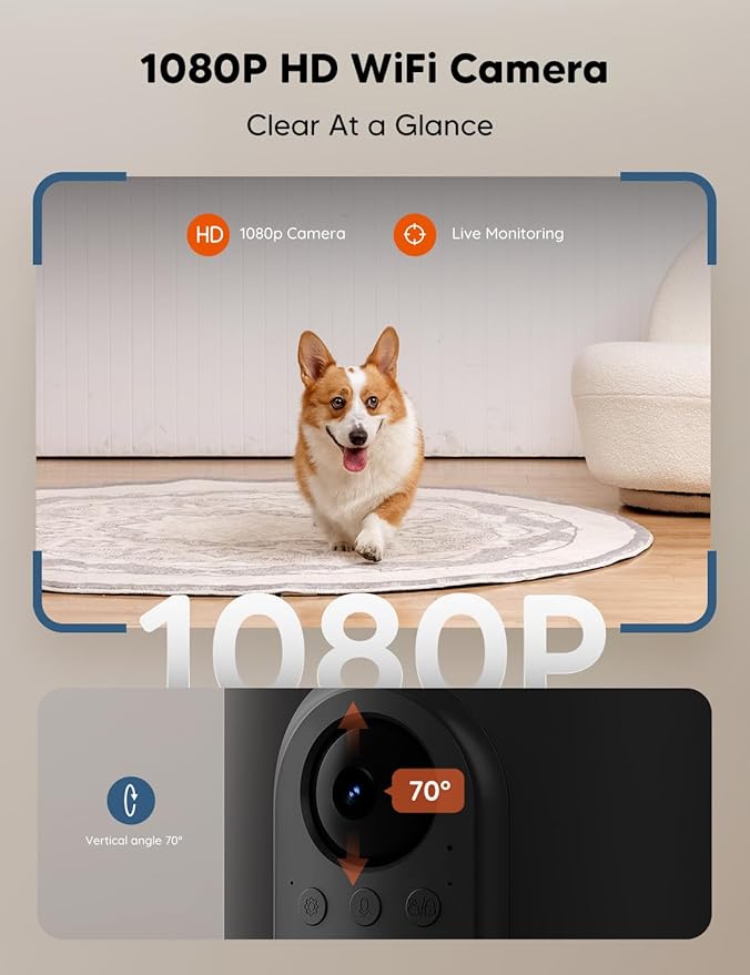 WOPET Automatic Cat Feeder with Camera for Two Cats, 6L Automatic Dog Feeder with HD Video and Night Vision, 5G/2.4G WiFi Pet Feeder for Cats & Dogs, SD Card Storage & 2-Way Audio