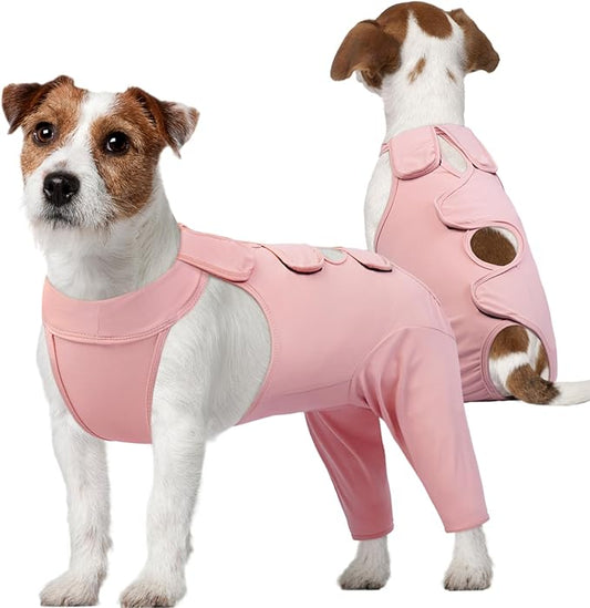 Kuoser Dog Recovery Suit for Rear Legs, Thigh Wound Protective Sleeve for Dogs, Dog Recovery Sleeve for Female Male Dogs, Dog Onesie After Surgery Pet Surgical Suit for Spay Neuter, Pink M