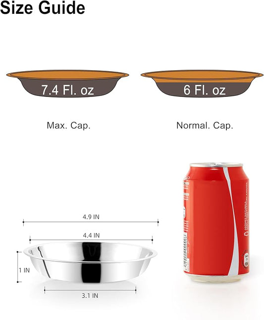 VENTION Small Shallow Cat Food Bowls, Outer Dia. 4.9 in Whisker Fatigue Cat Bowl, Stainless Steel Cat Food Dish for Indoor Cats, Set of 12 Replacement Cat Bowls for Raised Station(7.4 Fl.oz)