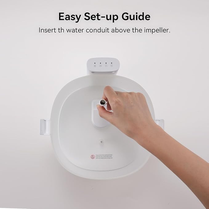 Cheerble Pumpless Cat Water Fountain, 2L/67oz Automatic Pet Fountain, Elfin E1 Lite Cat Fountain for Drinking, MagDrive™ Technology, Continuous Flow Mode, BPA-Free (White, Replacement Kit)