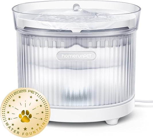 HomeRunPet Wireless Pump Cat Water Fountain - Detachable Design for Easy Cleaning, Multi-Cat Water Dispenser with Chew-Proof Base