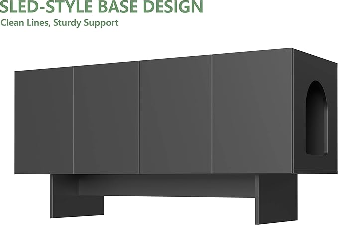 Double Litter Box Enclosure, Litter Box Enclosure for 2 Litter Boxes, Modern Litter Box Furniture for 2 Cats, Scandi Style (Black)