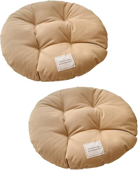 SHENGOCASE 2-Pack 15.7" Round Soft Cat Kneading Pillow Cushion Bed for Cat Dog House Perch, Cushion Pad Padding (Khaki)
