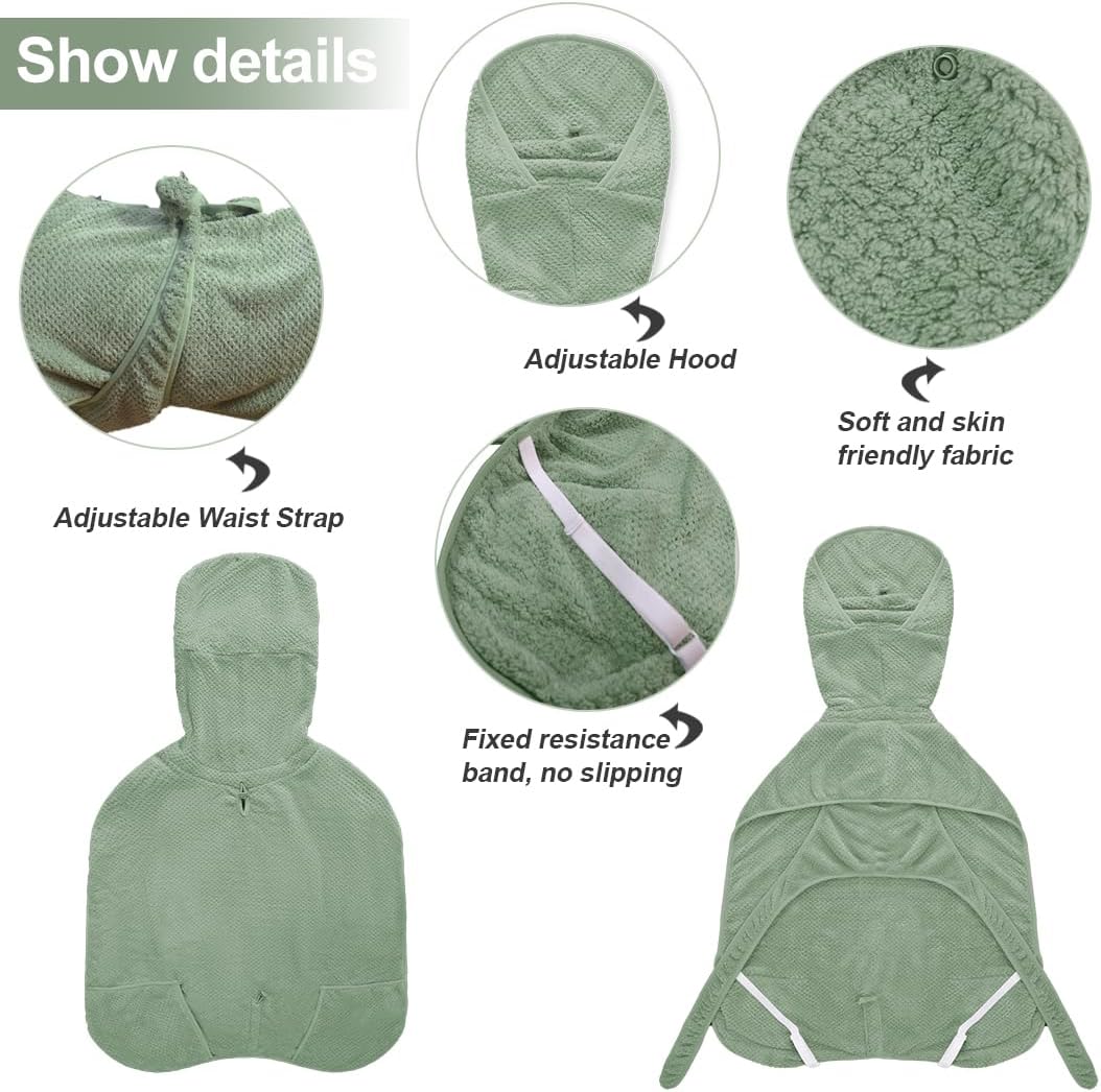 Medium to Large Size Dog Bathrobe, Quick Drying Super Absorbent Used for After Bathing, Warm Dog Towels, Adjustable Hoodies and Belts for Pet Dogs Bath Clothes Products(Green Jacquard, 2XL)