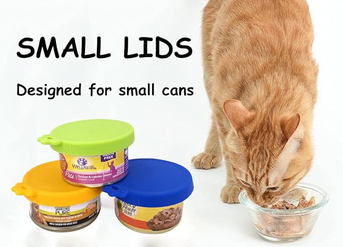 Comtim 3 Pack Cat Food Can Lids, Silicone Small Pet Food Can Lids Covers for 3 oz Cat Food Cans