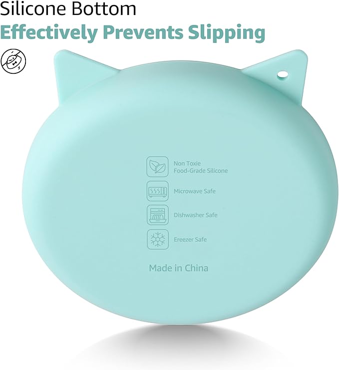 Coomazy Silicone Slow Feeder Dog Cat Bowls, Interactive Puzzle Toy for Pets Dry/Wet Food Training, Keeps Dogs Cats Busy, Prevents Puppy Kitty Overeating (Cyan, 0.8 Cup)