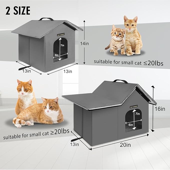 Rest-Eazzzy Cat House for Indoor and Outdoor in Summer,Feral Cat House Insulated with Mat,Clip and portable handle,Weatherproof and easy Installation,Bed for Kitten and Puppie,Never Blow Away(Grey, M)