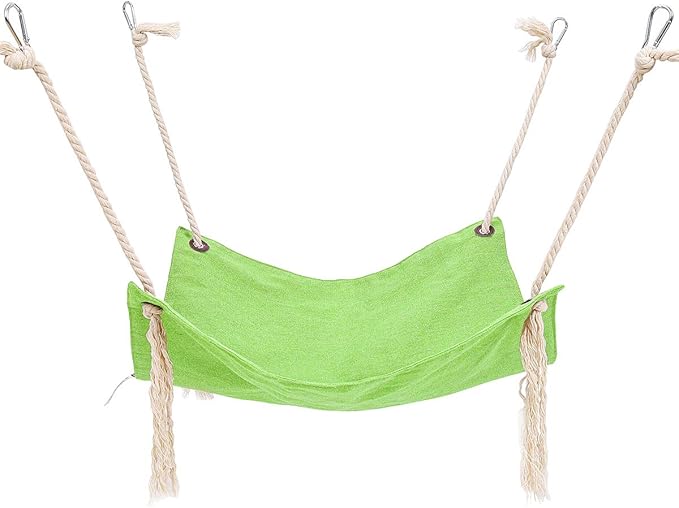 Breathable Linen Cat Hammock with Cotton Ropes in Clean Solid Colors, Minimalist Design for Cages Machine Washable (Green, 1pc)