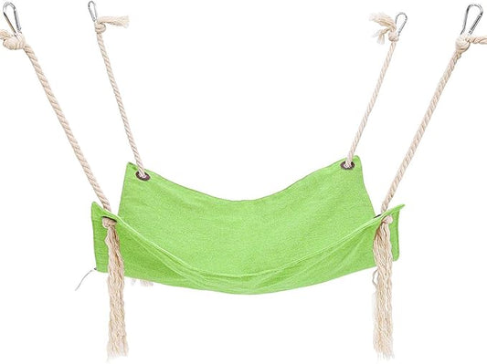 Breathable Linen Cat Hammock with Cotton Ropes in Clean Solid Colors, Minimalist Design for Cages Machine Washable (Green, 1pc)