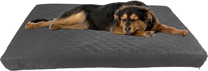 PETMAKER Waterproof Dog Bed - 2-Layer Memory Foam Pet Pad with Removable Machine Washable Cover - 44x35 Crate Mat for Dogs or Puppies (Gray)
