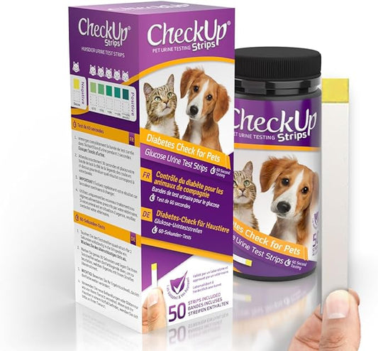 CheckUp Glucose Urine Testing Strips for Cats and Dogs - Detection of Glucose Levels x 50