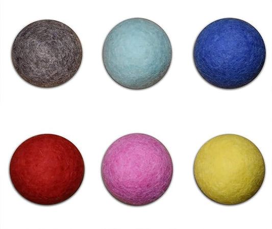 Set of 6-100% Wool Felt Ball Toys for Cats and Kittens, Handmade Colorful Eco-Friendly Cat Wool Balls (4cm, Gray Mint Blue Red Pink Yellow)…