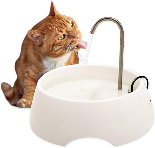 Aqua MINI Portable Pet Water Fountain - Automatic Drinking Bowl for Cats and Dogs - Stainless Steel Faucet - Replaceable Filters - Easy Cleaning - Ideal for Multiple Pets - 1.2L/42 fl oz - White