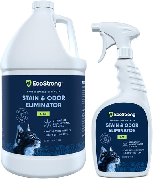 Cat Stain and Odor Remover| Enzyme Urine Odor Neutralizer - Stain Remover for Carpet, Litter Boxes, Bedding, and Laundry [160 Fl Oz Bundle]