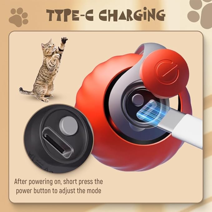 Tail 2.0 Cat Toy,Smart Interactive Cats Toy Balls,Automatic Moving Balls for Cat Dog Touch Motion Rolling Toy Ball,Self Rolling Smart Cats Toy Ball Interactive