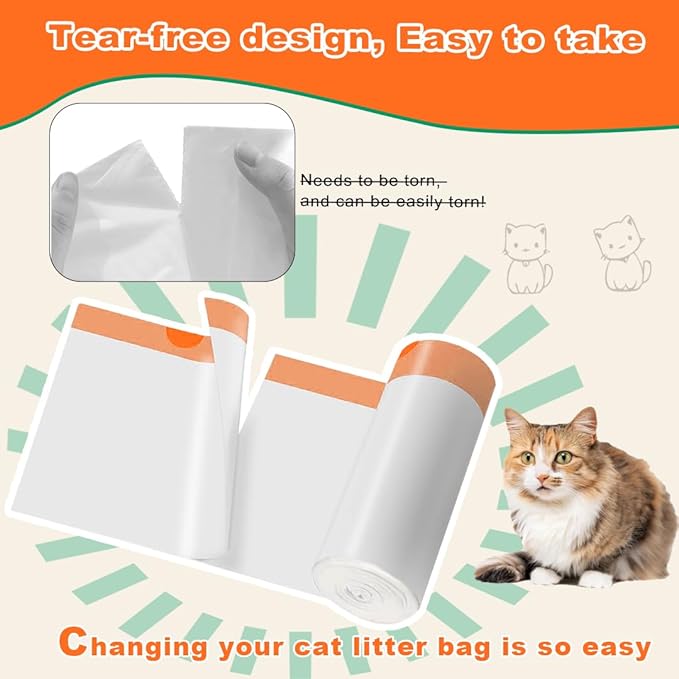 160 Pack Cat Litter Bags with Drawstring,Compatible with Litter Robot 3 & 4, Self Cleaning Automatic Cat Litter Box Bags (10-12 Gallons)