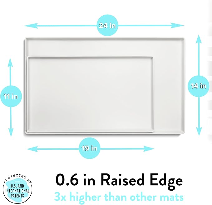 CatGuru Cat Food Mat, Small & Large Pet Placemat, 100% Waterproof Cat Feeding Mat, Silicone Mats for Cats Bowls, Non-Slip Mats for Pet Food and Water Bowl or Fountain (Large, Marshmallow)