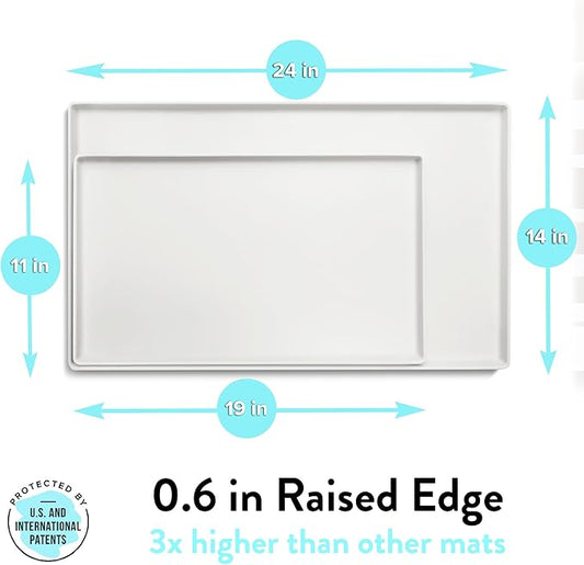 CatGuru Cat Food Mat, Small & Large Pet Placemat, 100% Waterproof Cat Feeding Mat, Silicone Mats for Cats Bowls, Non-Slip Mats for Pet Food and Water Bowl or Fountain (Large, Marshmallow)