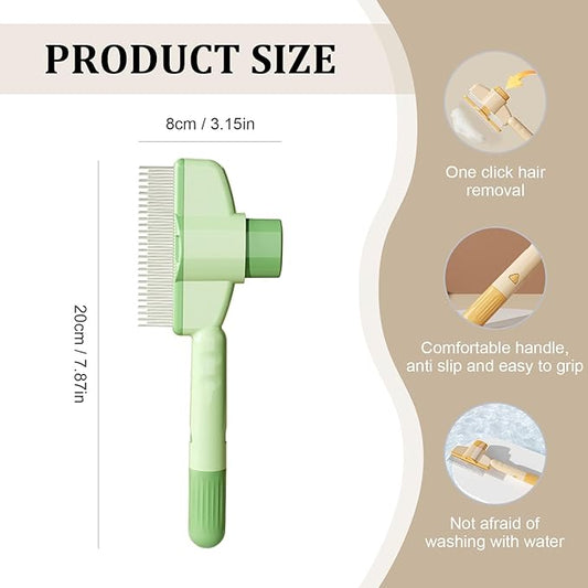 2-Pack Pet Hair Removal Comb & Flea Comb with Release Button for Cats & Dogs - Grooming Brush for Short/Long Hair Green & Yellow