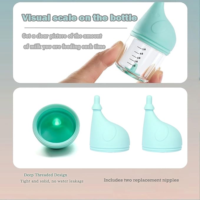 5 pcs Kitten Bottle Miracle Nipple for Kittens Anti-Choking Design for Newborn Kittens Puppies Small Animals (50ml)