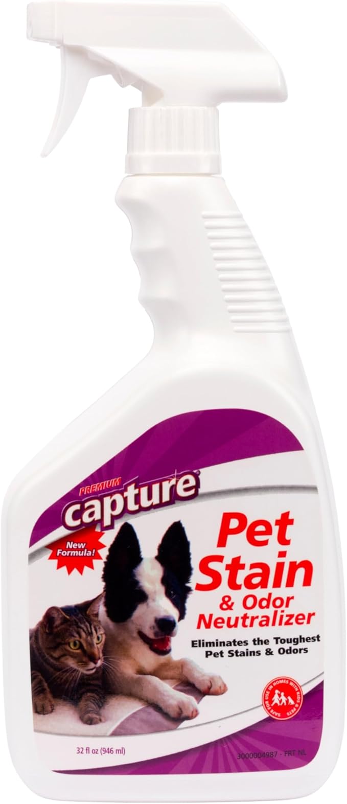 Capture Pet Stain & Odor Neutralizer - Pet Stain Remover for Carpet, Wood, Leather, Rug, Bed, Couch, Car, Upholstery, Clothes, Curtains, Wall, Floor, Concrete - 32oz Portable Spray Bottle