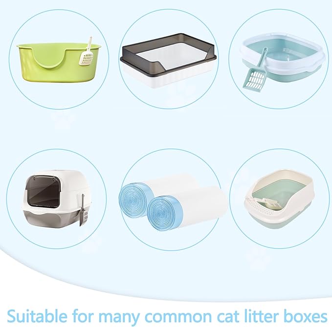 40 Count Cat Litter Box Liners - Large Drawstring Cat Litter Bags, Extra Thick Heavy Duty Durable Litters Tray Pet Cats Pan Liners, Waste Replacement Bags for Self-Cleaning Cats Litter Boxes 16" x 25"