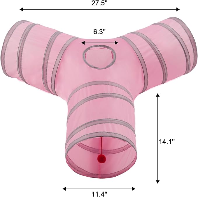 Cat Tunnels for Indoor Cats 3 Way Play Toy Kitty Tunnel Peek Hole Toy with Ball for Cat Tube Fun for Rabbits Kittens and Dogs