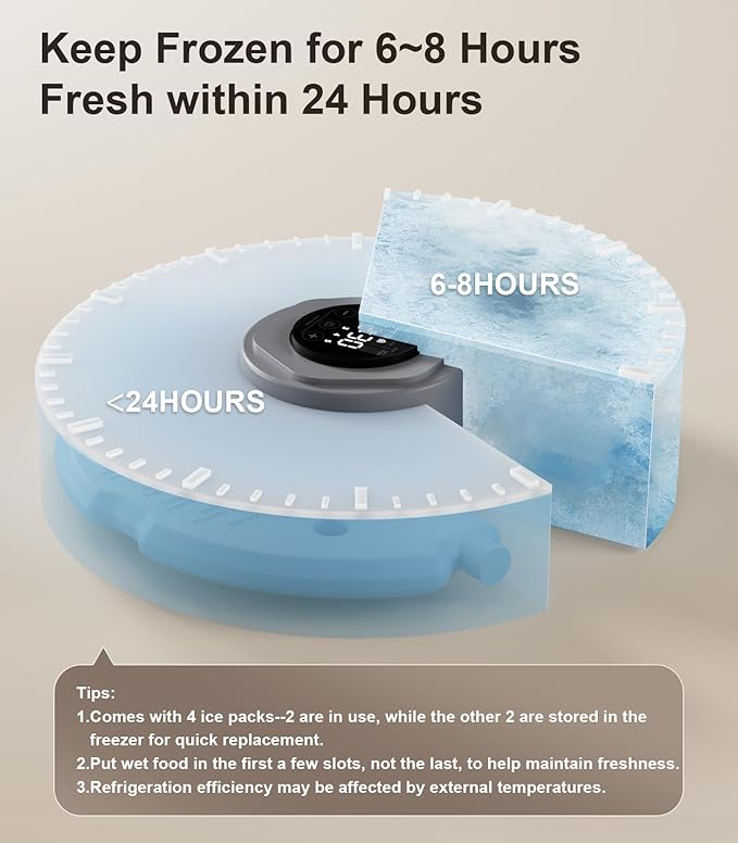 Casfuy Automatic Cat Feeder Cordless - Automatic Cat Food Dispenser for Wet Moist Food with 4 Ice Packs Rechargeable Auto Feeder for Cats Small Dogs with Programmable Timer Low Battery Indicator