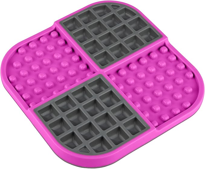 LickiMat Slomo, Cat Slow Feeder Lick Mat, Boredom Anxiety Reducer; Perfect for Food, Treats, Yogurt, or Peanut Butter. Fun Alternative to a Slow Feed Cat Bowl or Dish, Pink