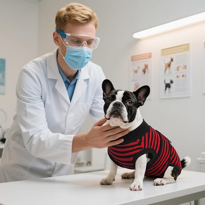 Kuoser Recovery Suit for Dogs Cats After Surgery, Professional Pet Recovery Shirt Dog Abdominal Wounds Bandages, Substitute E-Collar & Cone,Prevent Licking Dog Onesies Pet Surgery Recovery Suit