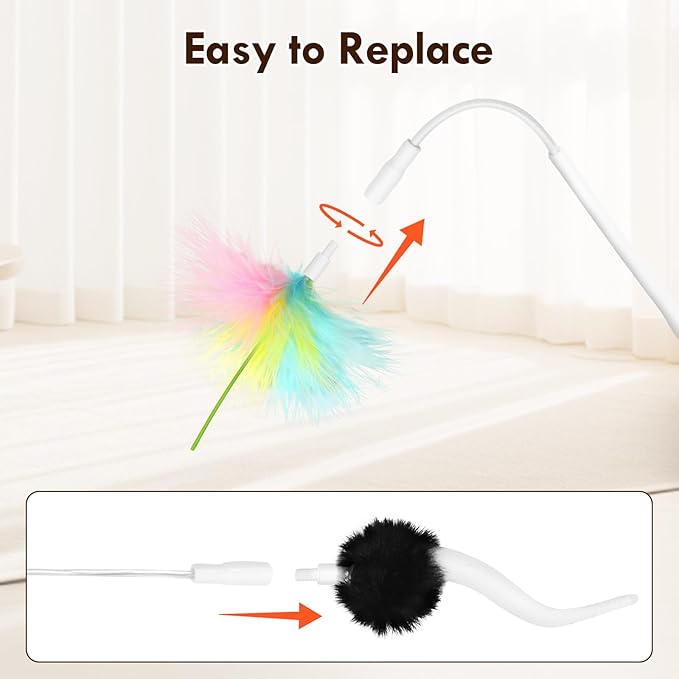 6 Pcs Feather Replacement Cat Toys for CT01 cat Toy Feather Accessories for Indoor Refills kittenToy Accessories